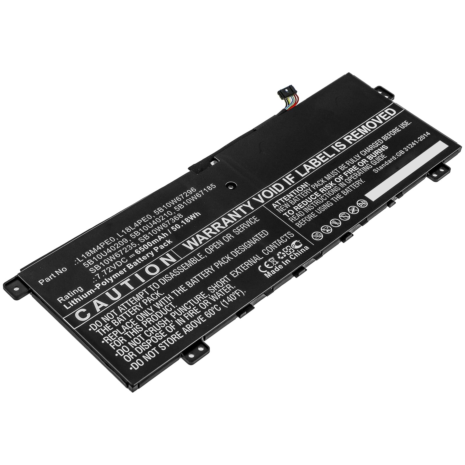 Replacement Battery for Lenov'o 5B10U40209,5B10U40210,5B10W67185,5B10W67296,L18L4PE0,L18M4PE0,SB10W67235,SB10W67368,Yoga C740 14,Yoga C740-14IML,6500mAh,7.72V