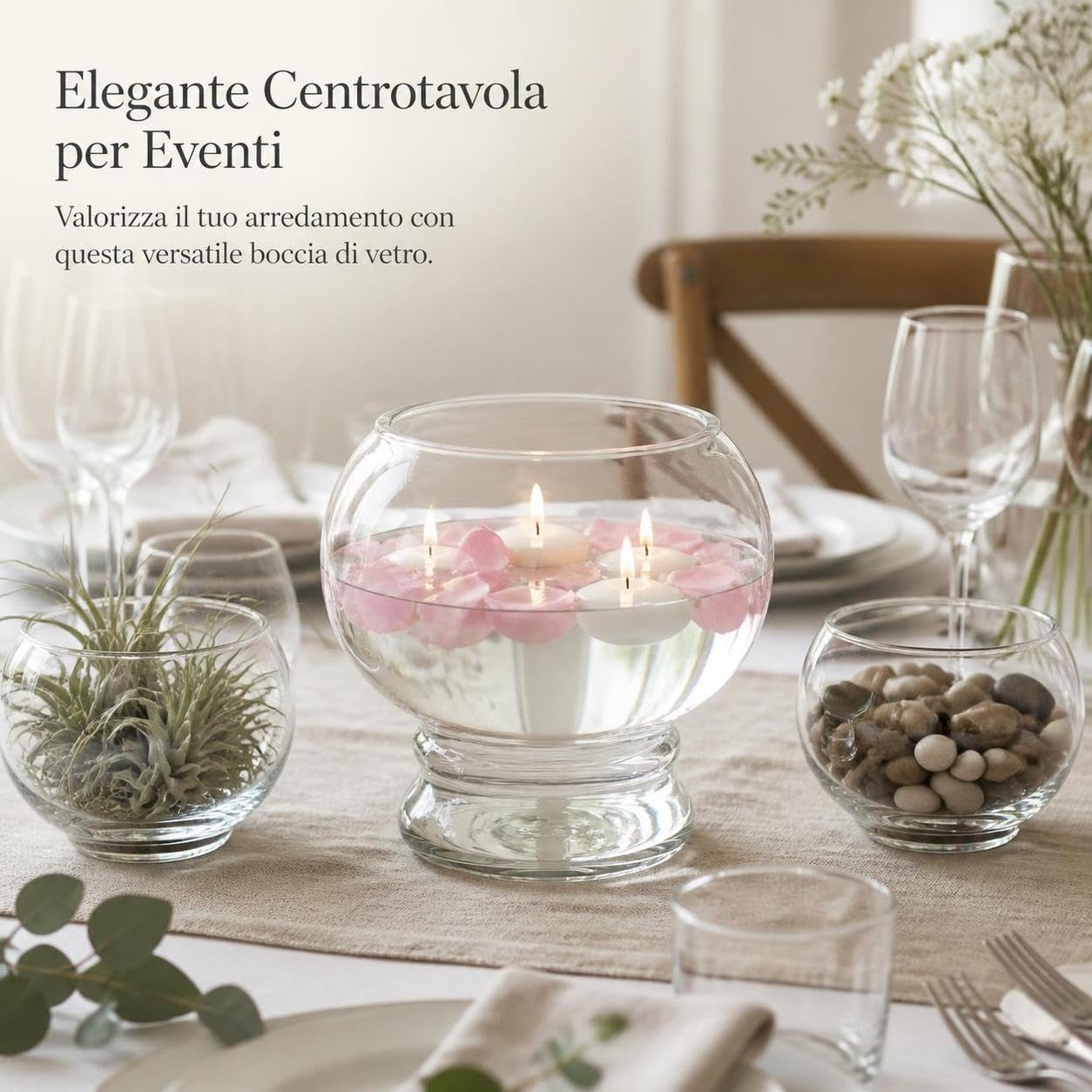 Boccia per Pesci Boccia Acquario in Vetro Trasparente Vaso Acquatico Terrario Sferico Compatto Decorativo Pulizia per Principianti Adatta per, 28 x 28 x 17 cm
