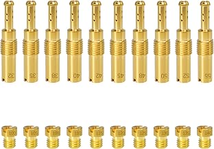 20PCS Carburetor Main Jet Kits, 10pcs Carburetor Main Jet # 100-140 & 10pcs Slow Pilot Jet # 32-55, Compatible with PWK Keihin OKO CVK PWM PE Type & 150cc and 125cc GY6 Carb, Brass Jet Kits