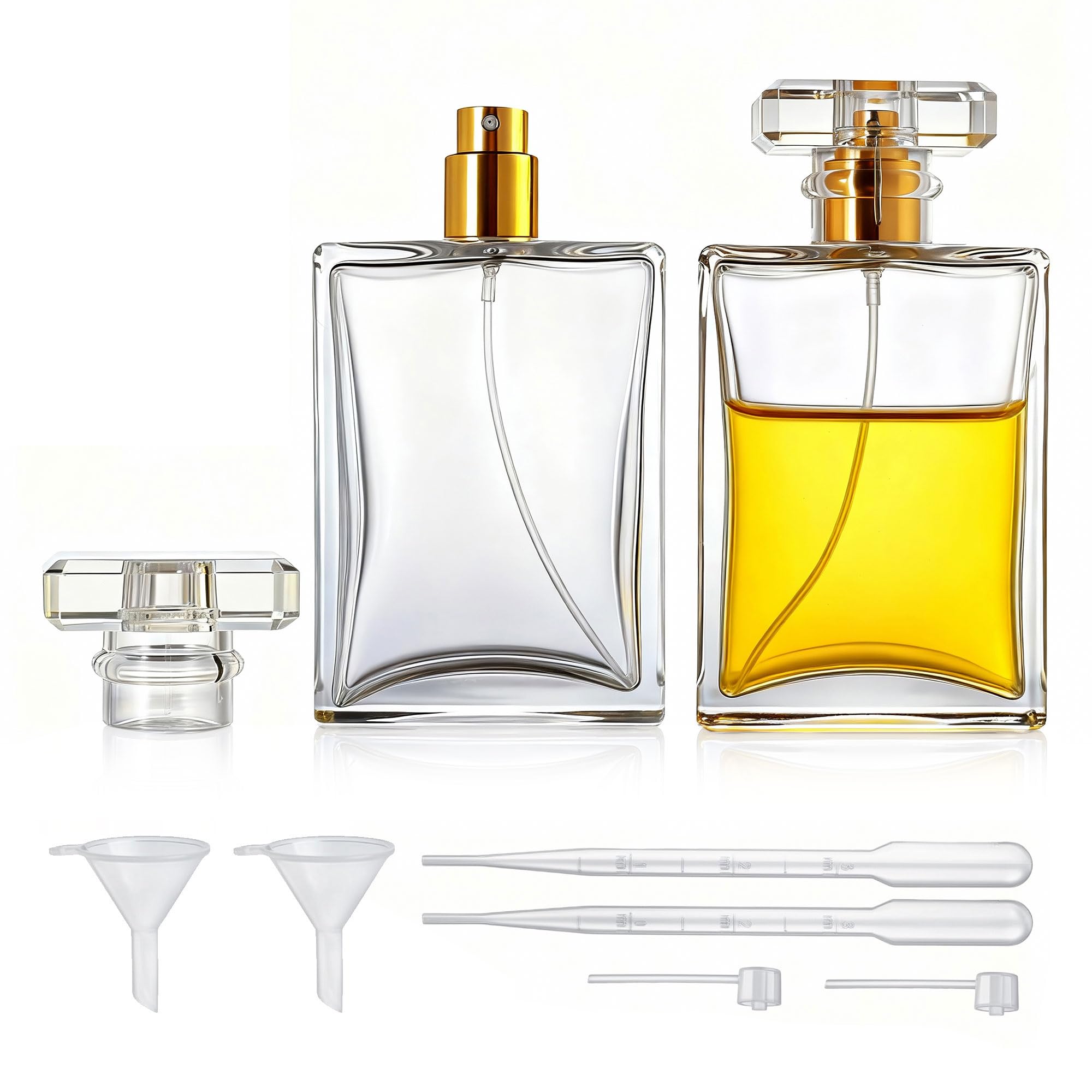 YU FENG 2 Pack 100ml Glass Perfume Spray Bottles, Clear Refillable Atomizer