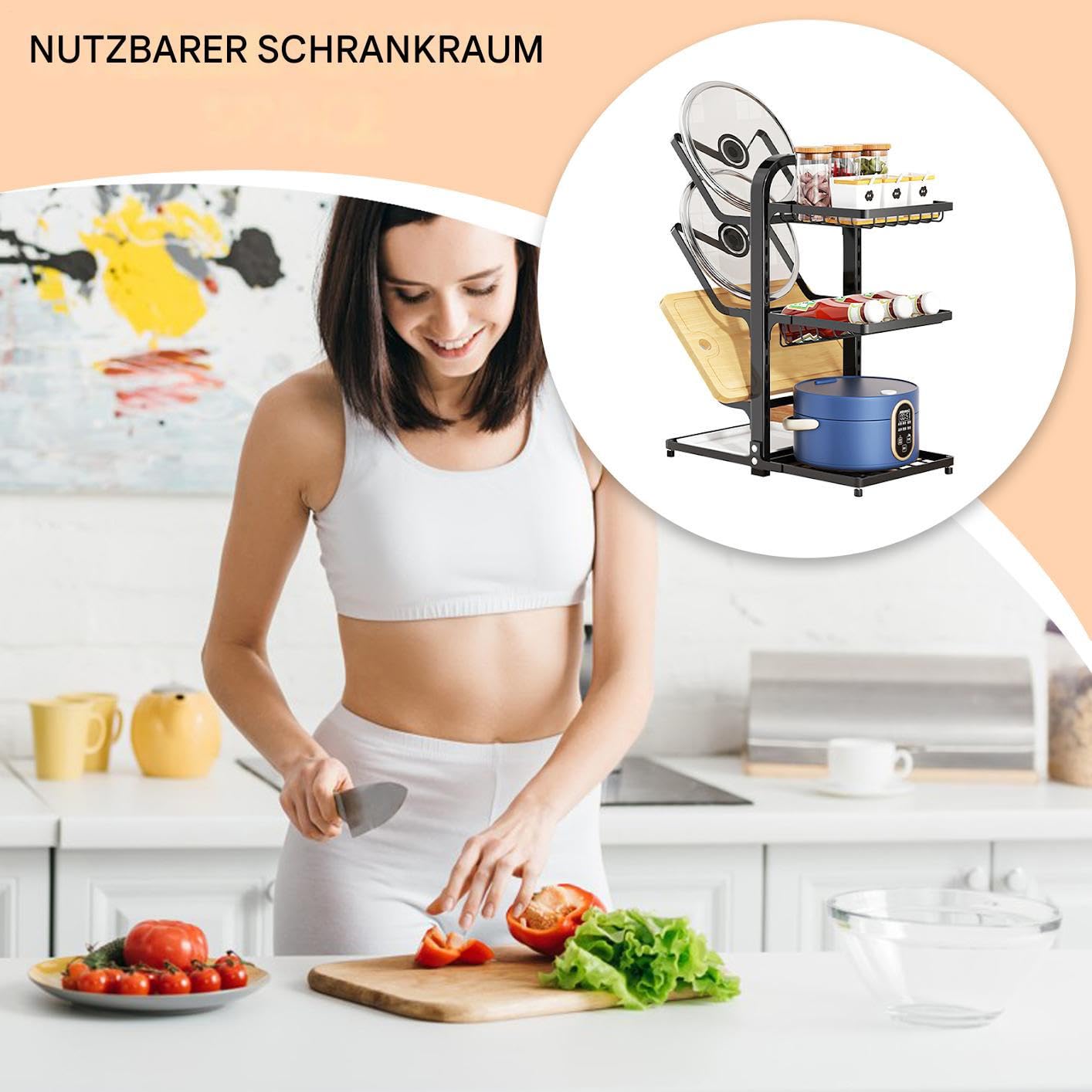 Generisch Töpfe und Pfannenorganisator unter Kabinett, Pan Organizer Rack für Schrank | Küchenarbeitsplatte Organizer Halter | Raumsparende Multi-Tier-Rackregal für Töpfe Pans Handtuchlöffel
