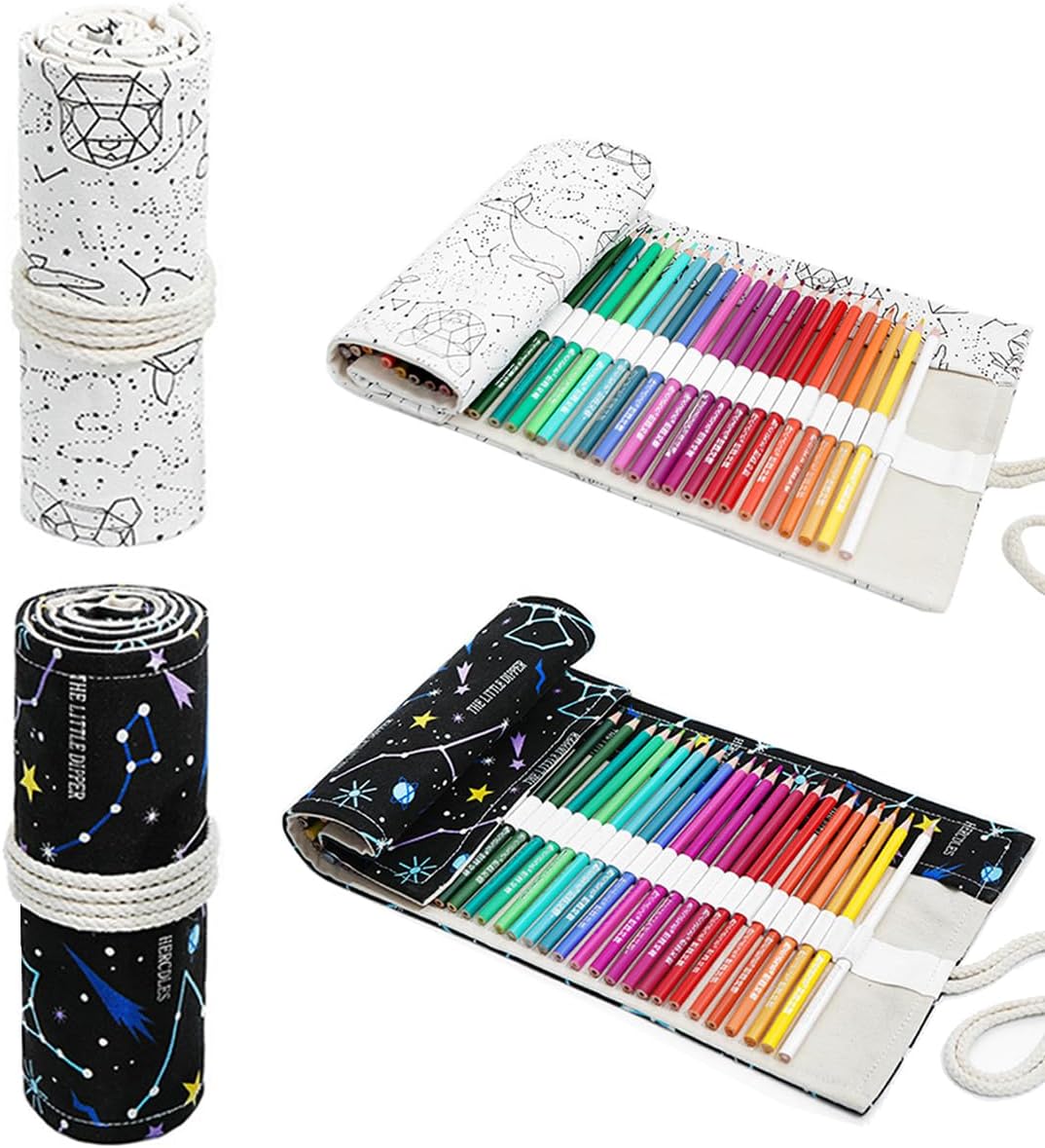 Astuccio Portamatite In Tela, Astuccio Portamatite Arrotolabile Per Contenere 123672 Matite Colorate Organizer Per Cancelleria Per Scuola~p180415468