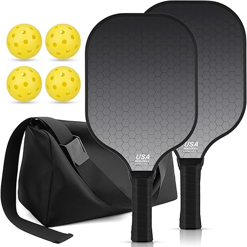 99.9% T300 Carbon Fiber Lightweight Pickleball Paddles Set of 2 Indoor Outdoor Games Equipment Beginner Intermediate Pro Sports Accessories Gifts