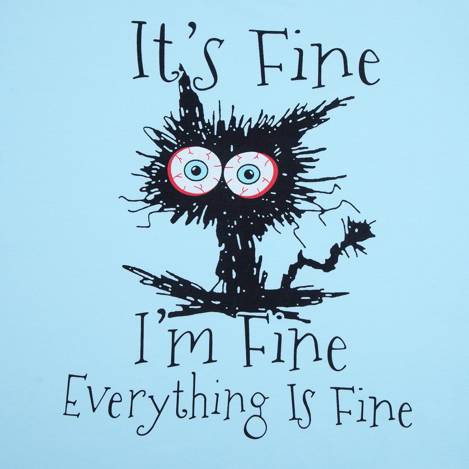 MNLYBABY It's Fine I'm Fine Everything Is Fine Sweatshirt Women Cute Black Cat Tee Tie Dye Cat lover Long Sleeve Top - Image 5