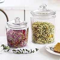 Vista 5 de Tarros de vidrio de 32 onzas, tarro de dulces de Maredash con tapa para el hogar, tarros transparentes de grado alimenticio (paquete de 6)