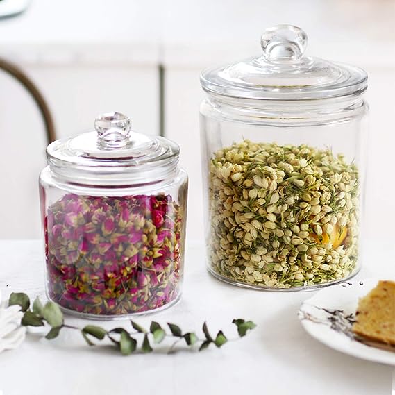 Maredash Glass Jars 32oz, Candy Jar with Lid 6 Pack