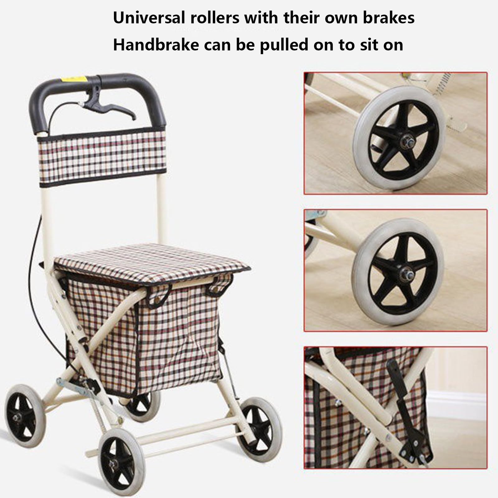 Andador plegable con ruedas para ancianos con asiento - Andador 2 en 1 para silla de ruedas y silla de transporte, ayuda a la movilidad