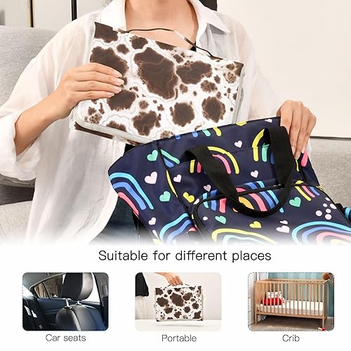 Miniatura 5 de Cambiador portátil para bebé, cambiador de pañales de viaje de vaca negra, cambiador impermeable con almohada incorporada, regalos para baby shower