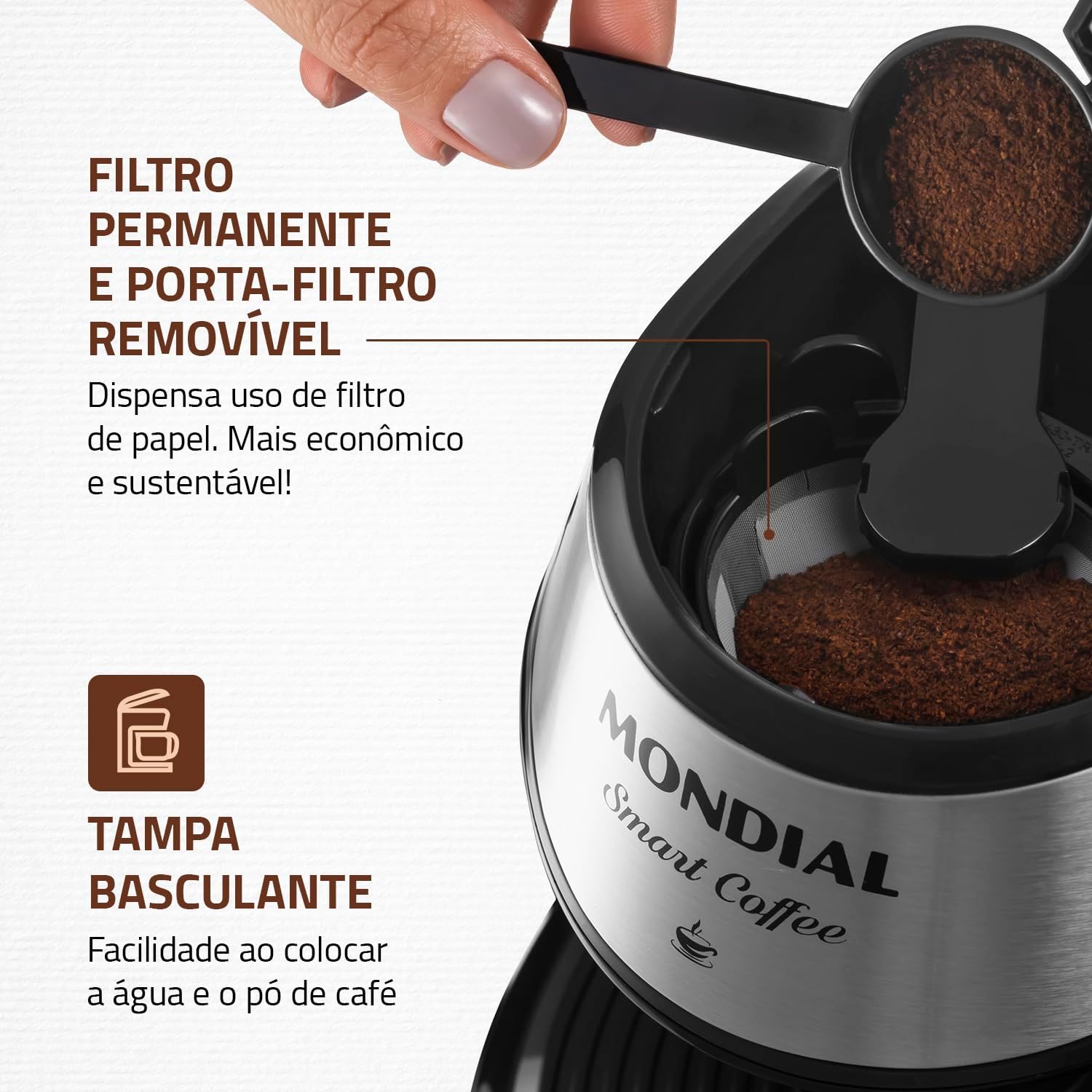 Cafeteira Elétrica Smart Coffe, Mondial, Preto/Inox, 500W, 110V - C-42-2X-BI