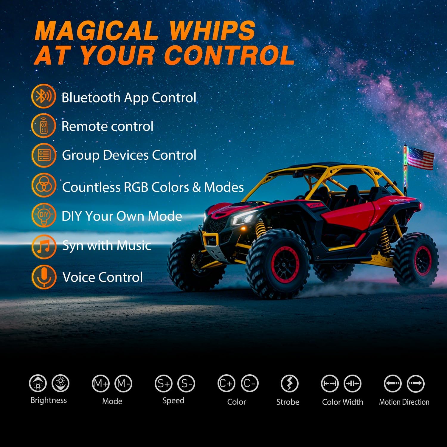 Nilight RGB LED Whip Light 1PC 3FT Lighted Antenna Whips image 2