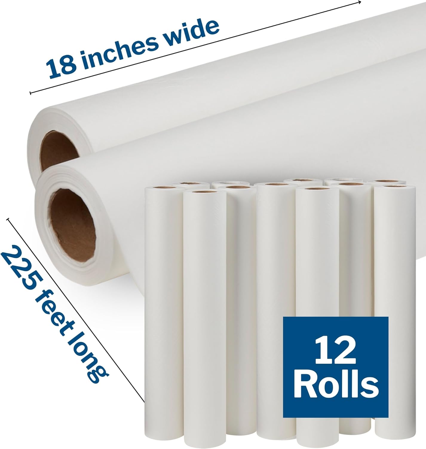 McKesson Medical Exam Table Paper Rolls [12 Rolls] – 18 in x 225 ft White Standard Smooth Disposable Bed Cover for Doctor, Spa, Diaper Changing, Waxing, Nursing, Chiropractor, Patternmaking, Tracing - Image 2