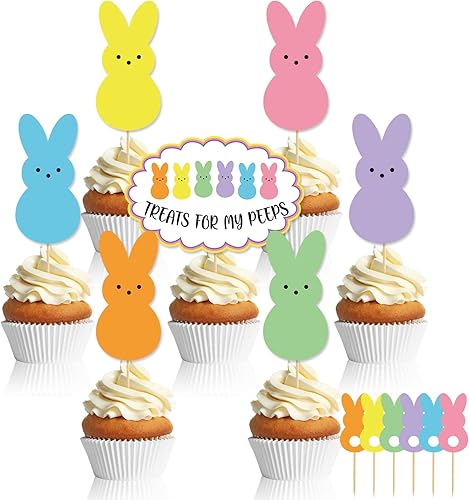 AnyDesign 48 piezas de Pascua con palitos de punta de pegamento de doble cara coloridas palillos para cupcakes palillos de comida para Pascua