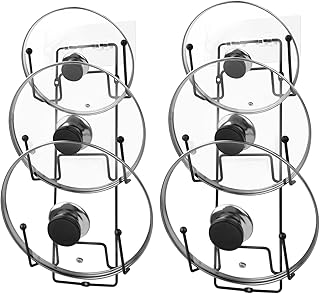 2-Pack Pot Lid Organizer，6 Tier pot lid rack,lid storage organizer for cabinet，Lid holders inside cabinet，Pot lid organizer for cabinet door.（Black