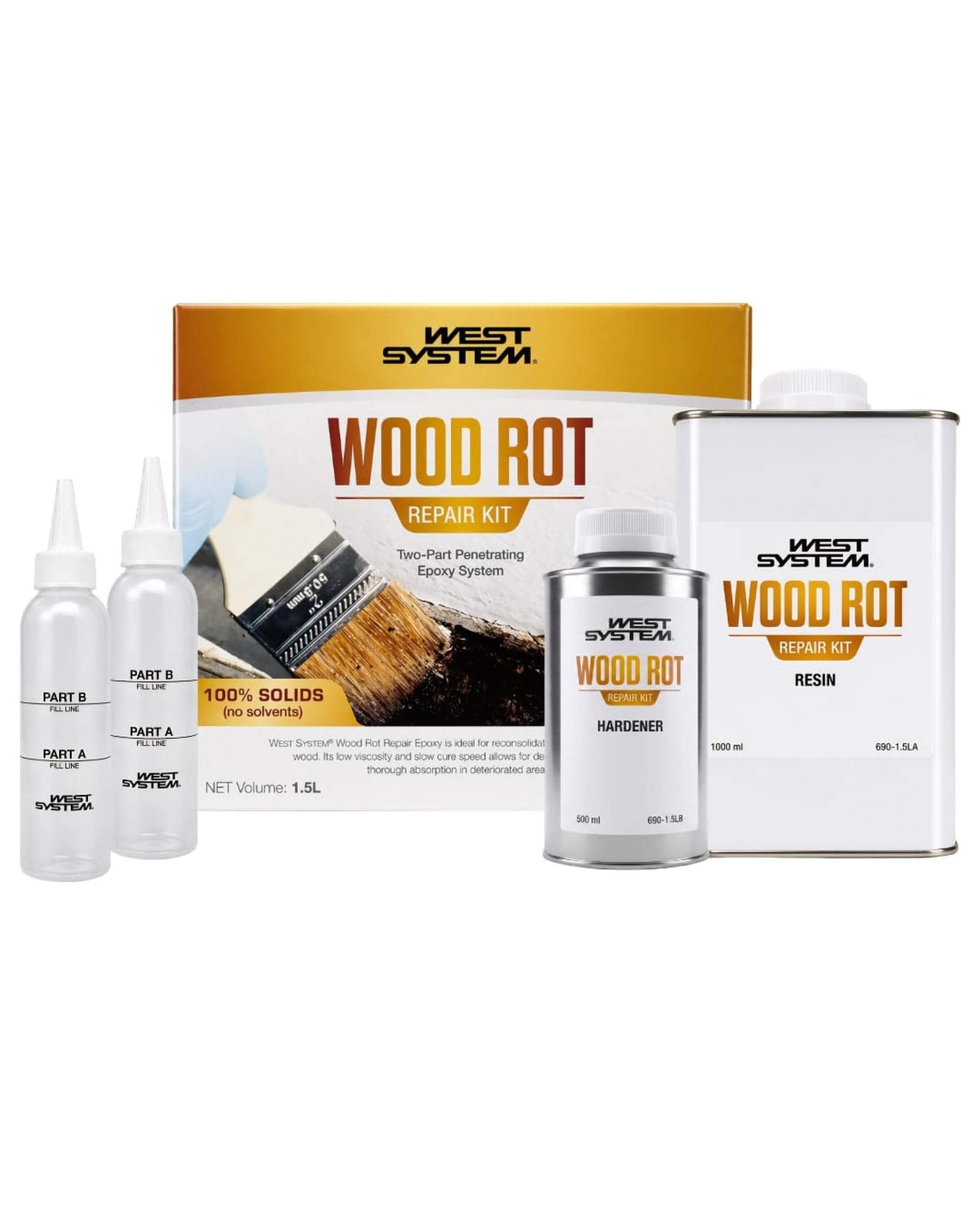 WEST SYSTEM Kit Riparazione Legno Marcio - Stucco per Legno, Misura Media