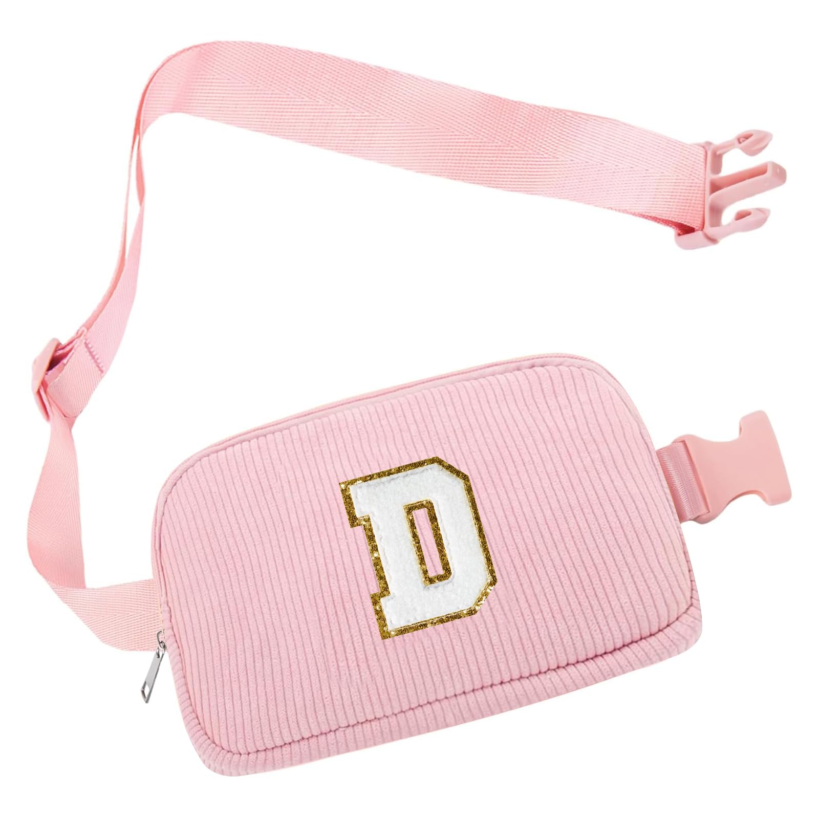 Bauchtasche Gürteltasche Damen, Cord-Crossbody Bag, Brustbeutel Umhängetasche, Schultertasche mit Schultergurt für Outdoor Sport Laufen Reise Fahren Wandern, Initialen D Geschenke für Frauen Mädchen