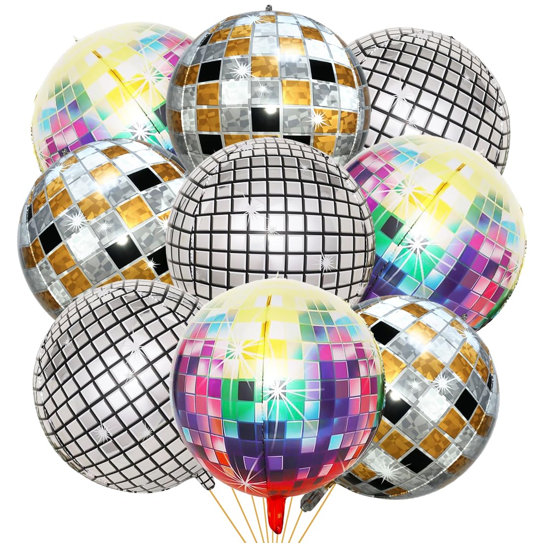 12 Stück Discokugel Luftballons – 22 Zoll 4D Metallspiegel-Ballons Für Mottopartys