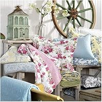 Vista 7 de Laura Ashley – Ruffled Garden colcha de algodón, Poliéster, Crema, gemelo