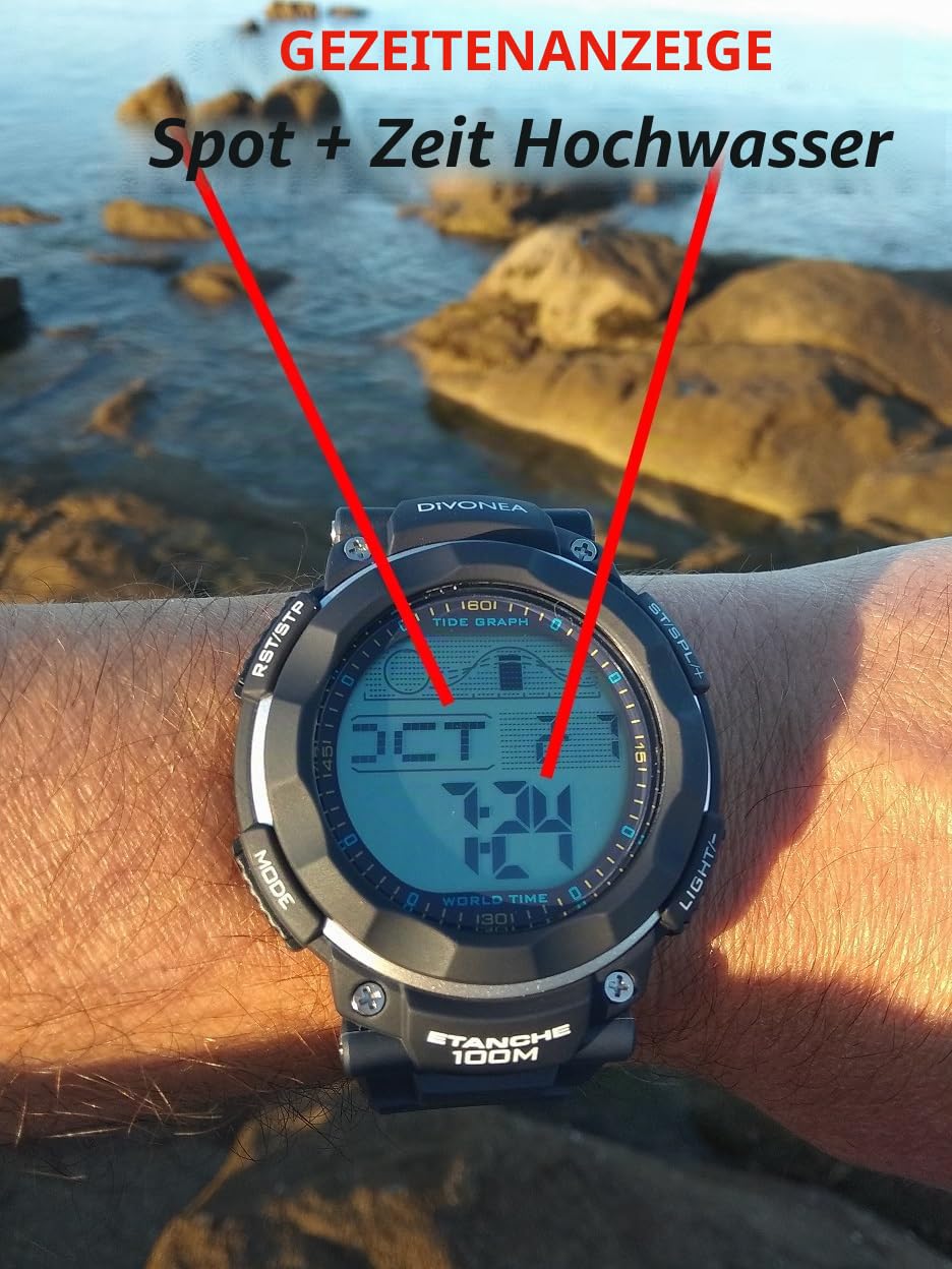 DiVONEA Digitaluhr mit Gezeitenanzeige und Mondphase