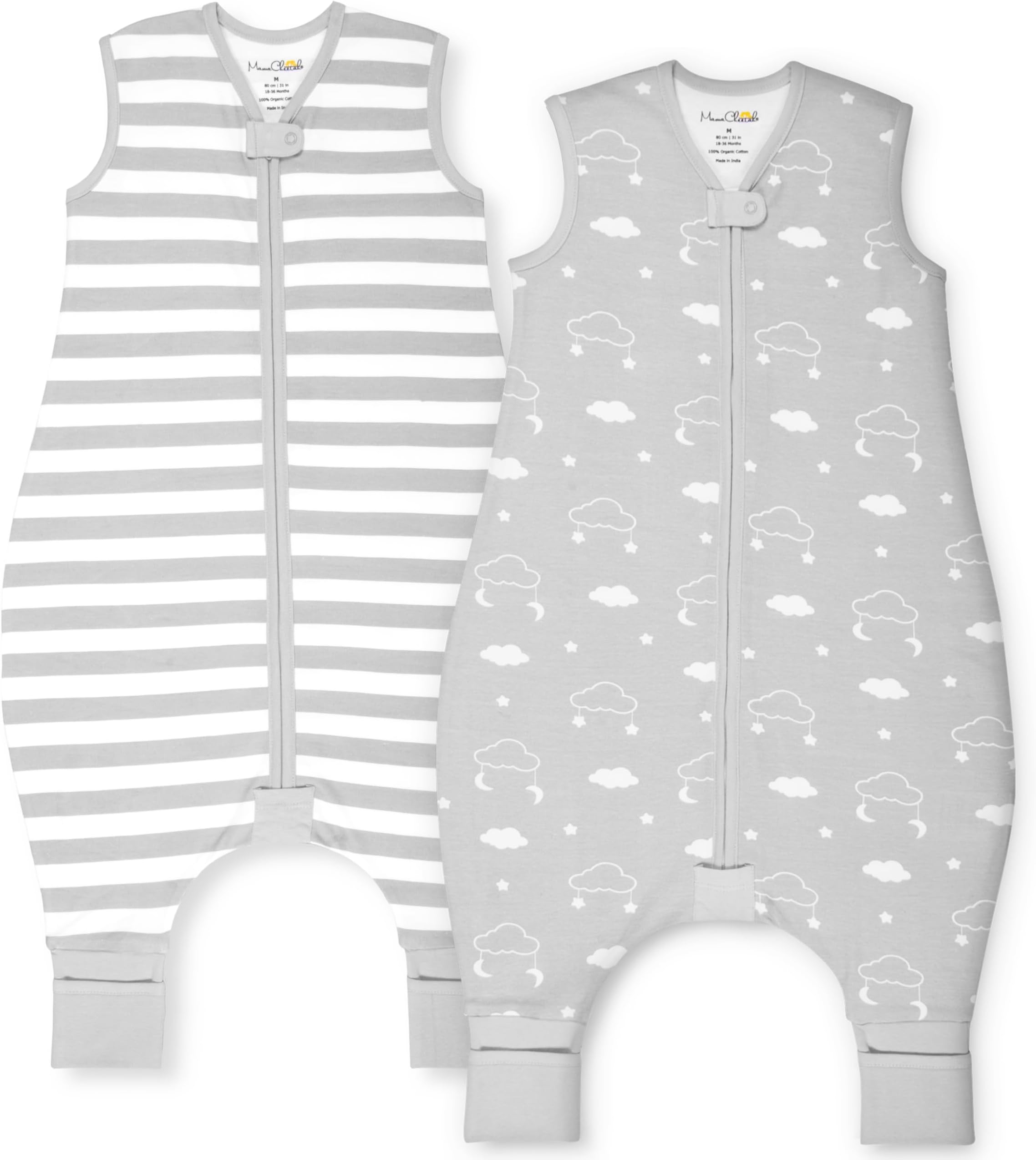 Organic Cotton Toddler Sleep Sack with Feet 1.0 TOG Wearable Blanket 2-Pack
