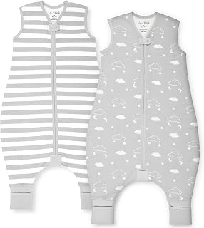 Baby Schlafsack mit Füßen Bio-Baumwolle 1.0 TOG Ganzjahres 2er-Pack