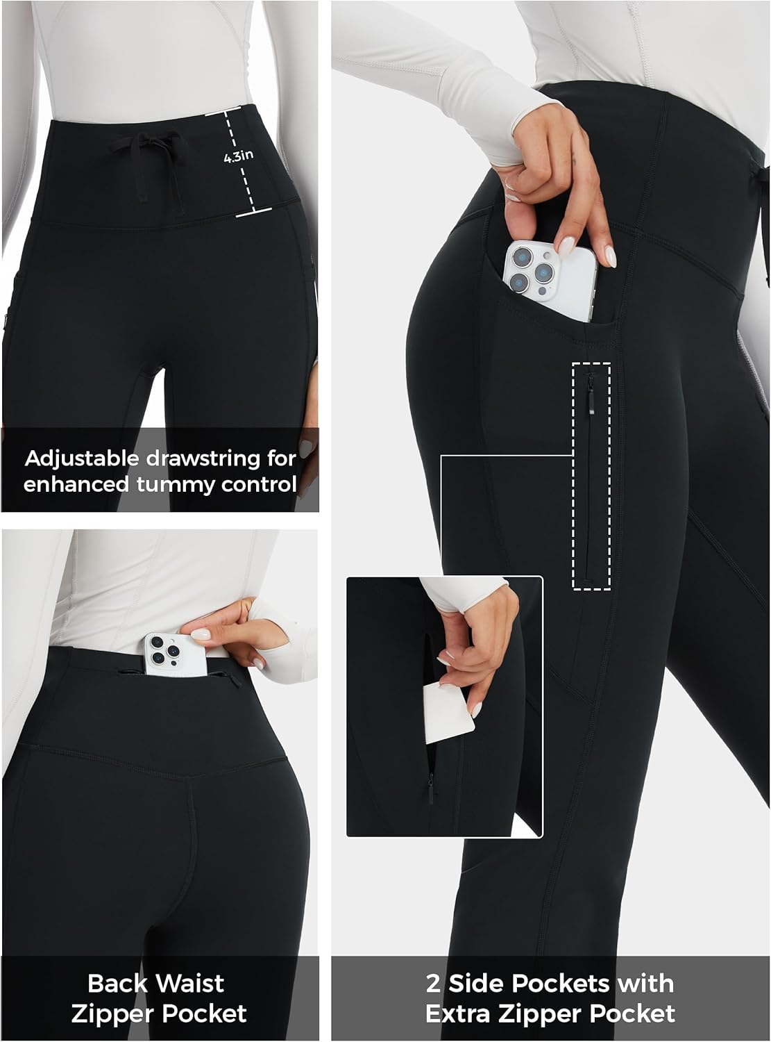 Tapata Women's Fleece Lined Pants 28/30/32/34 Winter Thermal Warm Bootcut Flare Leggings Hiking Yoga Pants with Pockets - Image 6