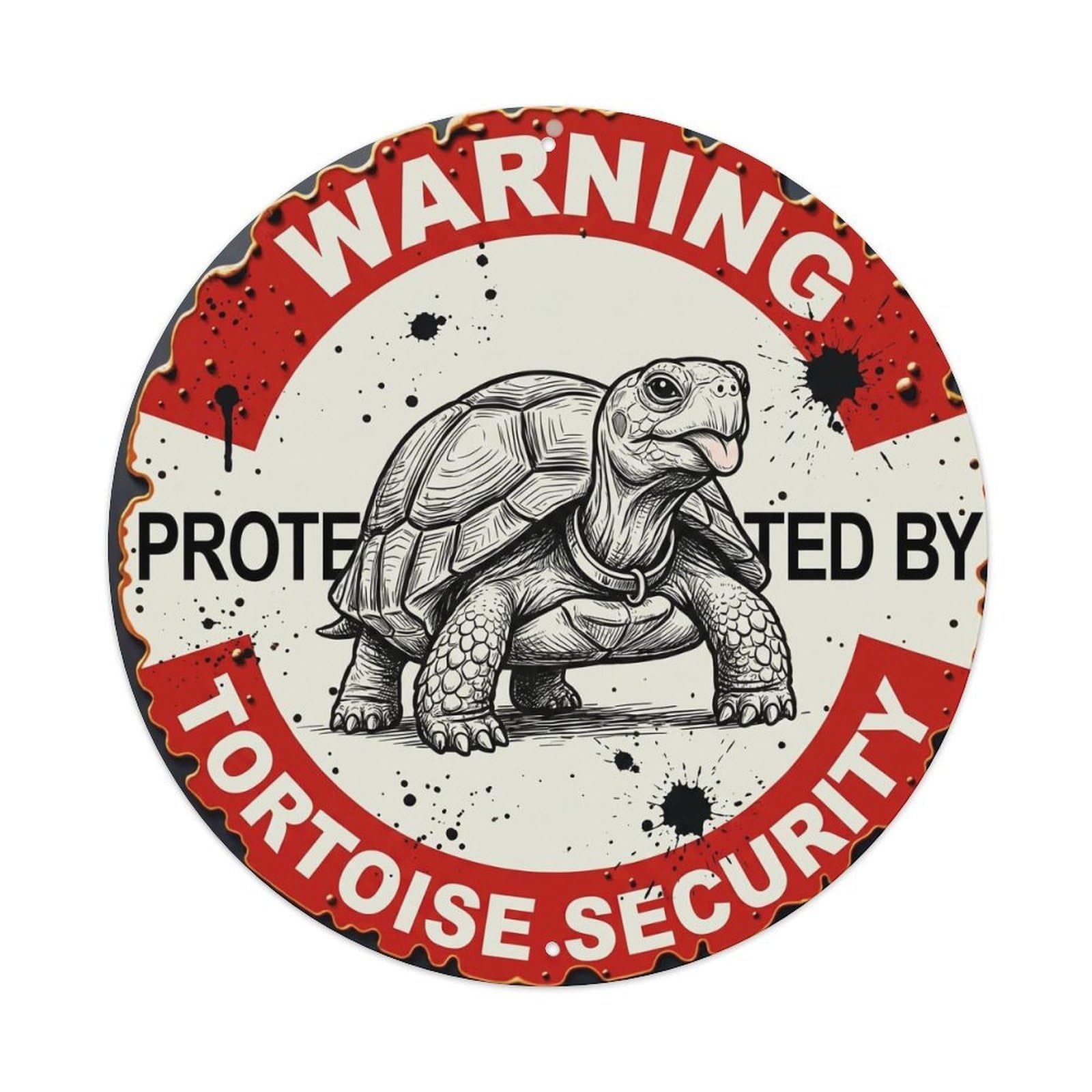 Tgrcjimh Style Metal Tin Sign Warning Protected By Tortoise Security Vintage