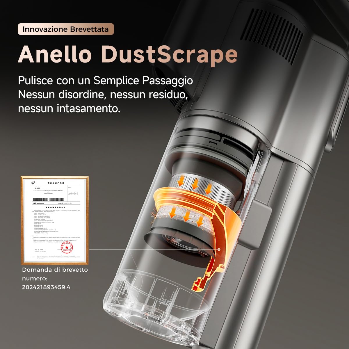 uwant Aspirapolvere Senza Fili Potente con Svuotamento Automatico V500 25000Pa CleanSync Leggero e Station Compatta Luce Verde 60° Micron Dust Detection Spazzola V Antigroviglio 5 Livelli Filtrazione