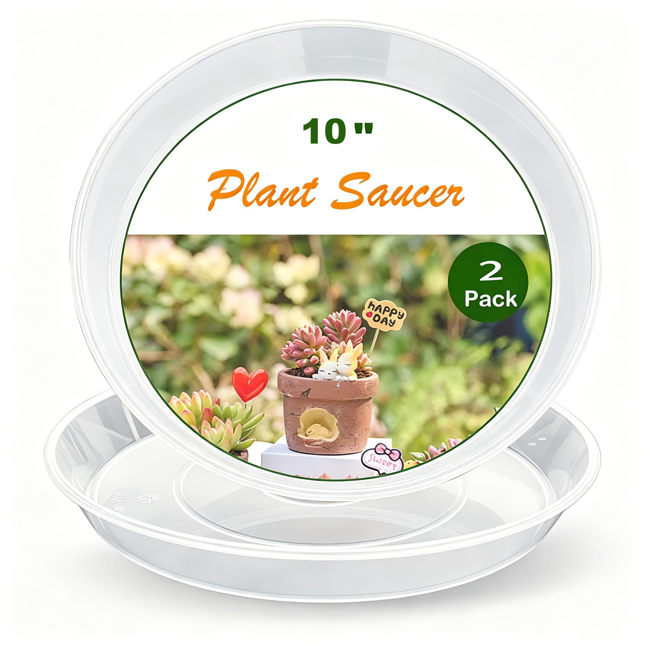 Plant Saucers - 2 Pack, Clear Drainage Trays -9 Plant Saucers - 2 Pack, Clear Drainage Trays -9