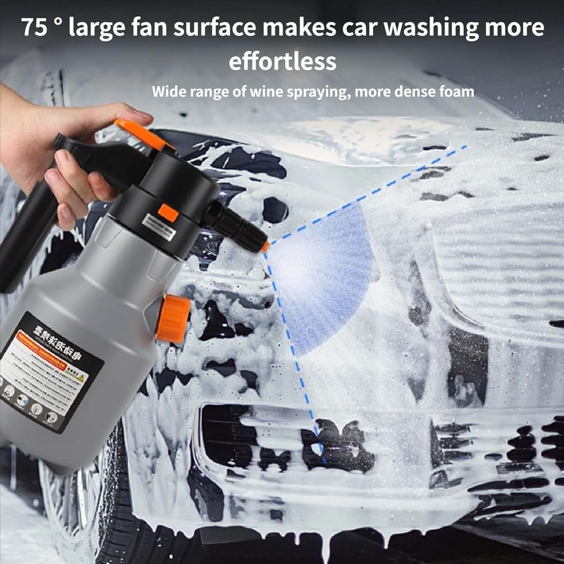 Elektrischer Schaumsprüher für Autowäsche - 2L Wiederaufladbarer Snow Foam Sprayer, Akku Schaumkanone & Pumpsprüher für Fahrzeugaufbereitung, Autopflege & Gartenbewässerung (A)