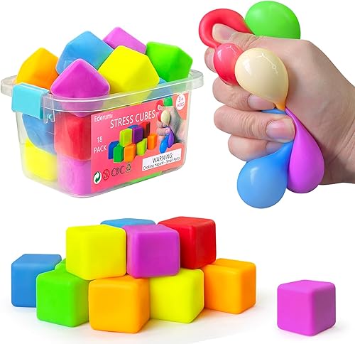 Miniatura 1 de Pelotas antiestrés para niños y adultos, paquete de 18 mini cubos cuadrados esponjosos, juguetes sensoriales para la oficina, juguetes sensoriales