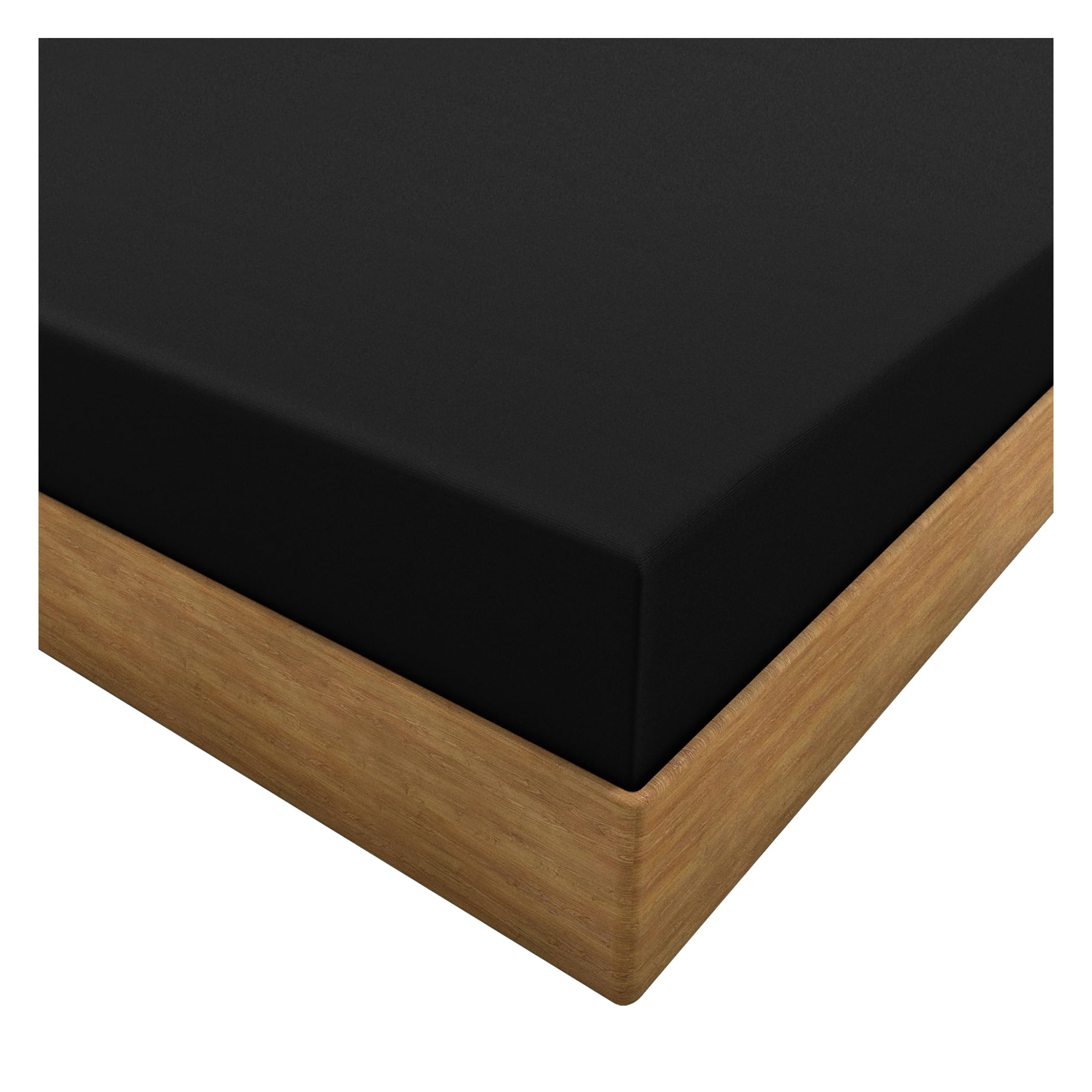 HOME ACE Black Double Fitted Sheet - 137CM x 190CM - Poly Cotton Double Bed Fitted Sheet