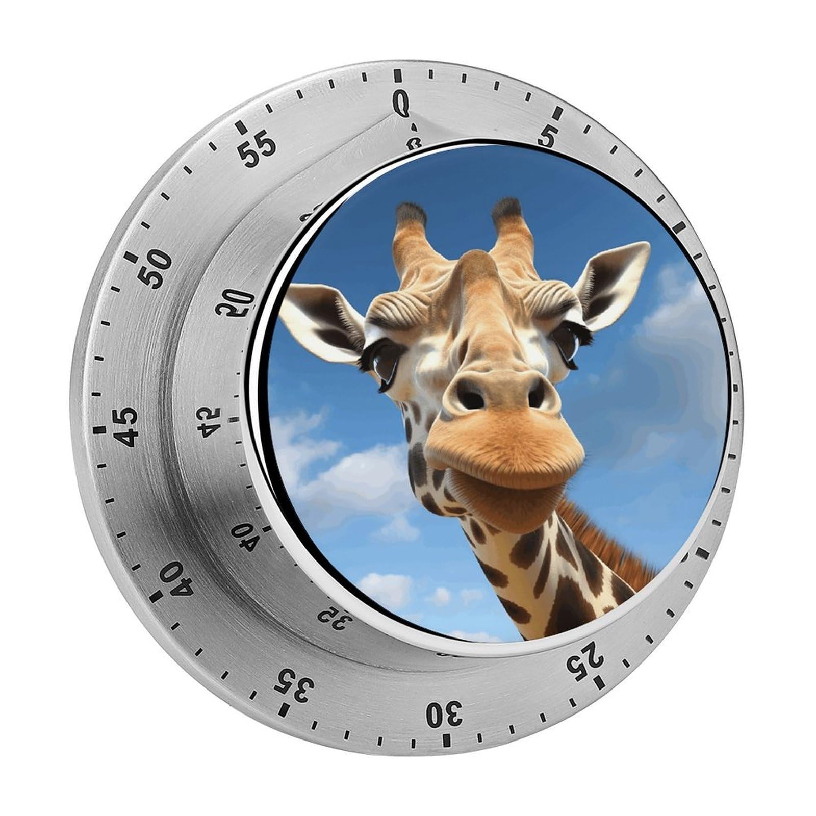 Funny Giraffe Timers Magnetic 60 Minute Kitchen Timers Mechanical Wind Up Timer Manual with Loud Alarm Stainless Steel Body Chef Clock Easy for Cooking Baking