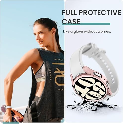 Miniatura 5 de Tensea Paquete de 5 + 5 fundas protectoras de pantalla para Samsung Galaxy Watch 6 de 1.732 pulgadas, accesorios de policarbonato duroHD antivaho de