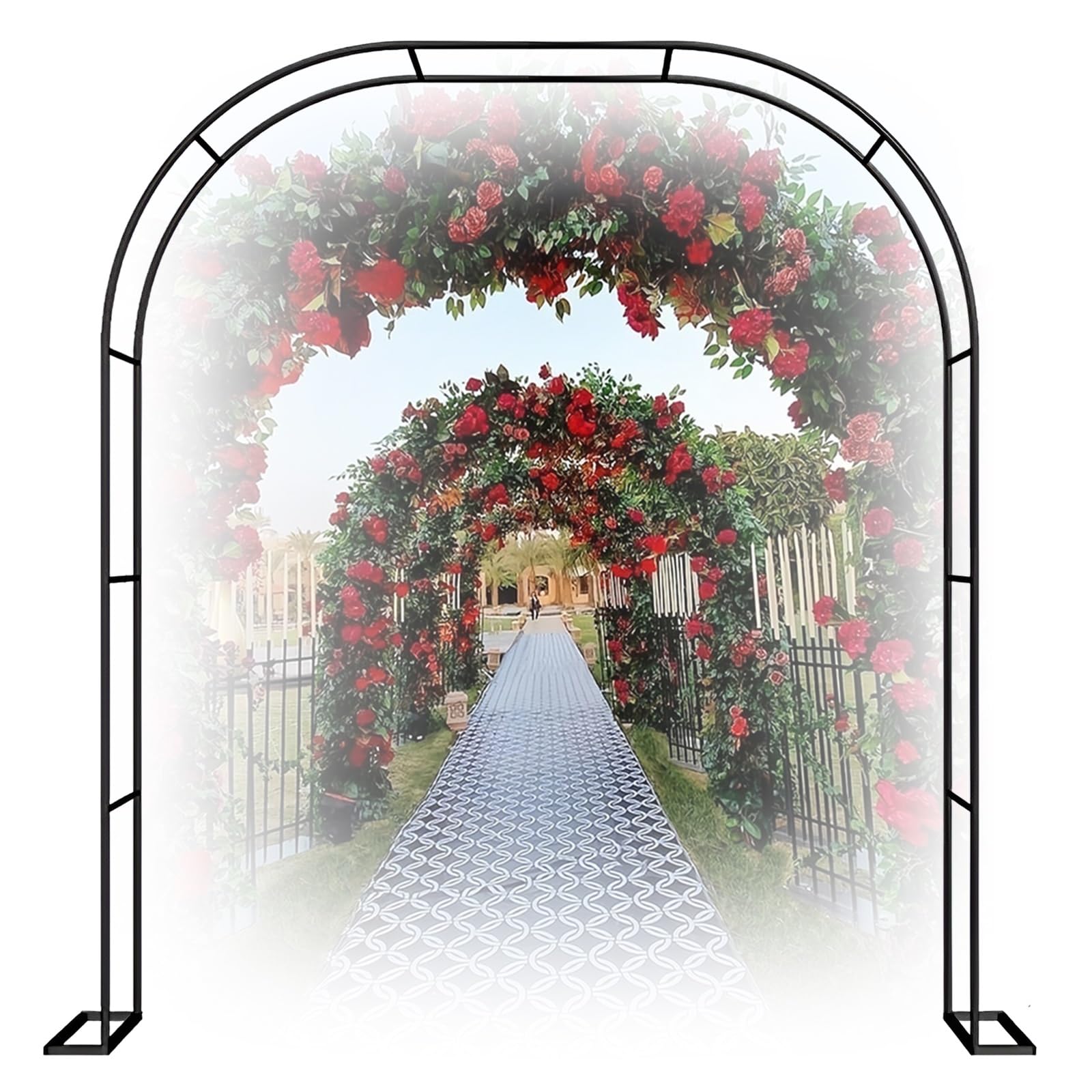 Rosenbon Metalowa kratka ogrodowa do roślin pnących, czarna, 300 x 220 cm / 118.1x86.6in, trwała rama nośna do winorośli, kwiatów i warzyw, idealna do łuków i altan
