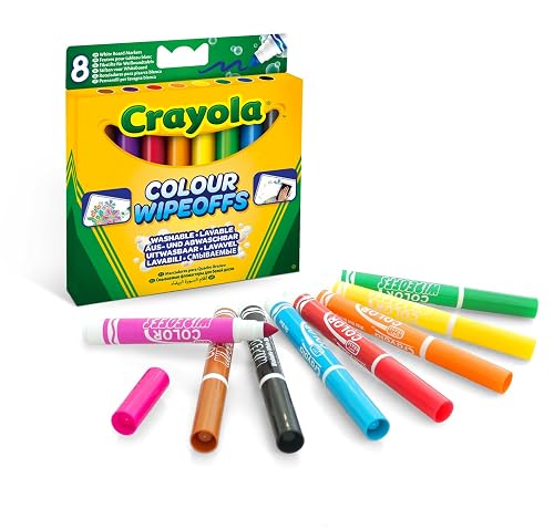 Crayola - Rotuladores para Pizarra Blanca, Lavables y Seguros, 8 Colores Brillantes, 03-8223