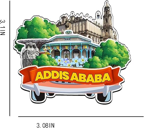 Miniatura 3 de Imán de madera para nevera de Addis Abeba Etiopía, monumentos 3D, recuerdos coleccionables, decoración hecha a mano -2863