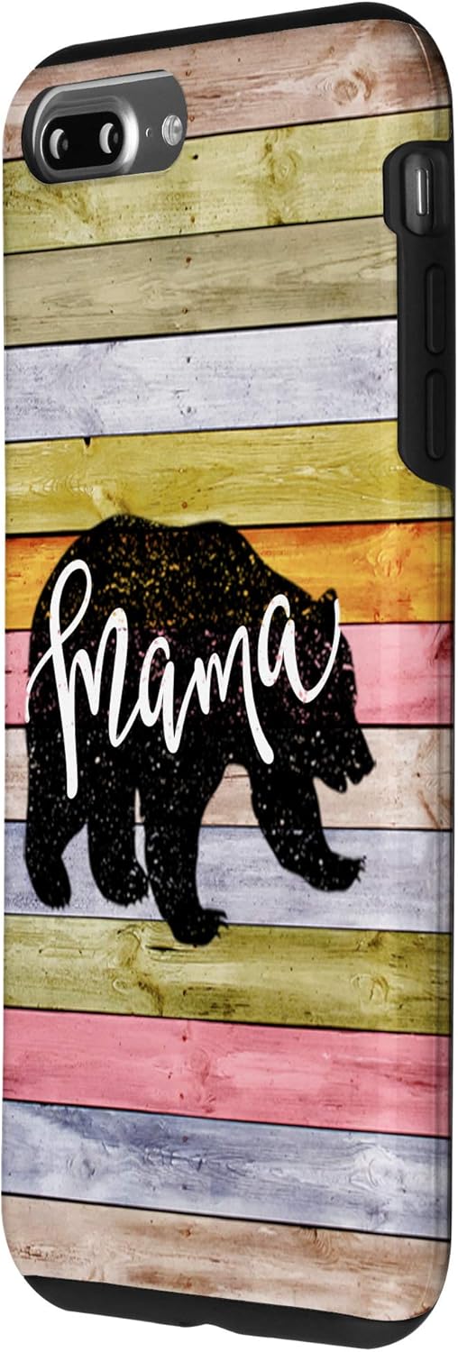 iPhone 7 Plus/8 Plus Rainbow Shiplap Cute Mama Bear Rustic Farmhouse Country Case