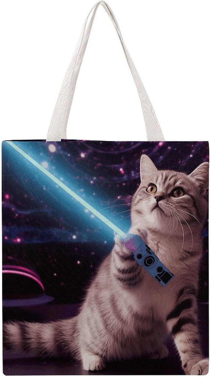 Tote Bags for Women Canvas Grocery Bags Makeup Organizer Starry Night Alpaca Shoulder Casual Bag for Shopping