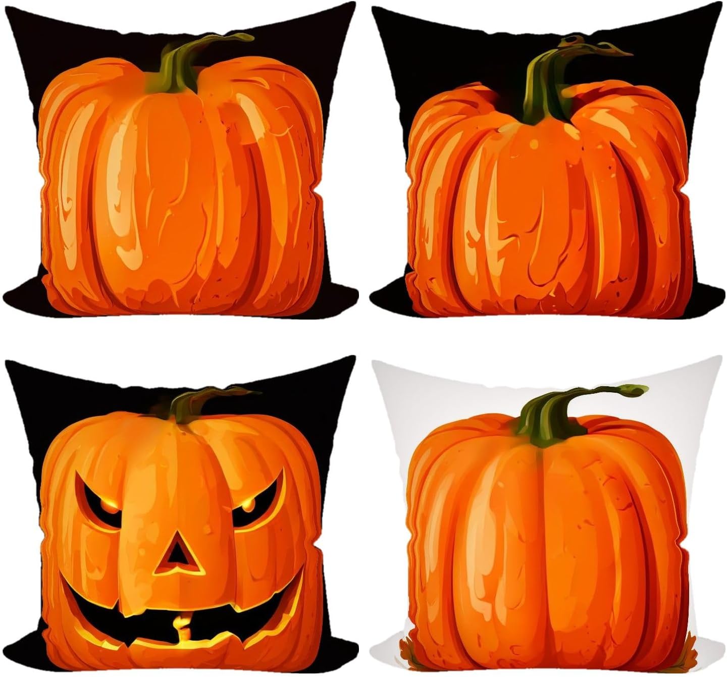 Autumn Throw Pillow Covers Cartoon Style Pillow Covers Double-Colored Cute Vector Graphic Art Logo Decorations - for Window Bay Anniversary Bedroom Patio (Pack of 4 18x18 Inches)