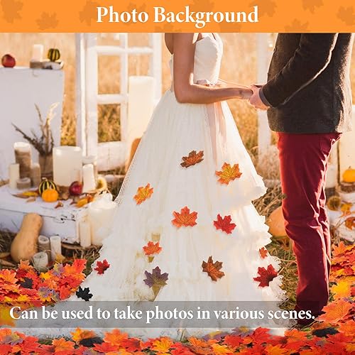 Miniatura 7 de MAQIHAN 350 hojas de arce de otoño – Guirnalda de hojas de arce de otoño para decorar follaje, decoración de mesa artificial, hojas sueltas falsas