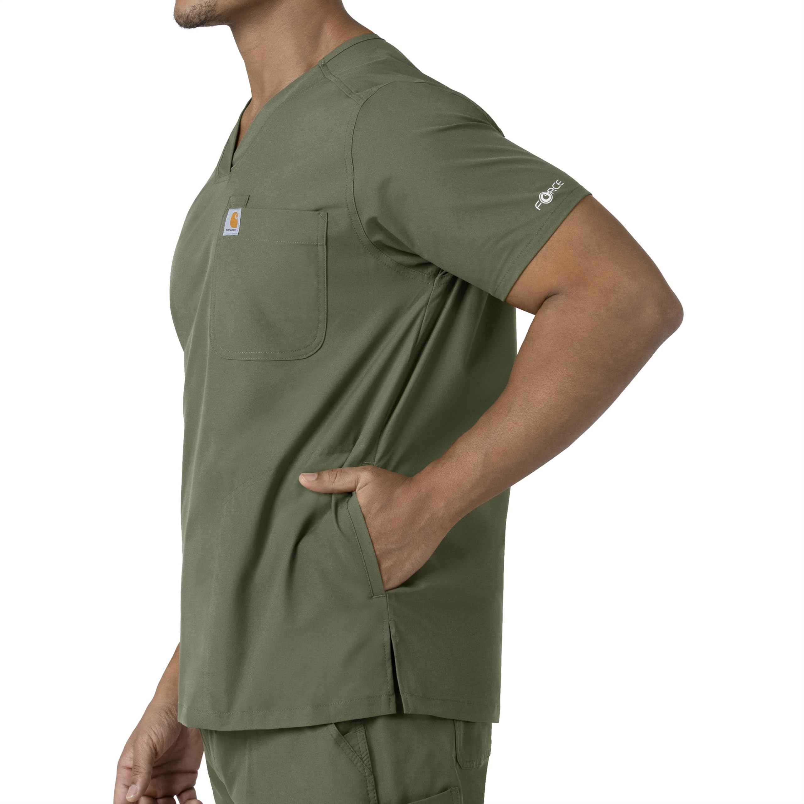 Carhartt Męski top Scrub, męski top z dekoltem w serek, 1 szt, Oliwka, XL
