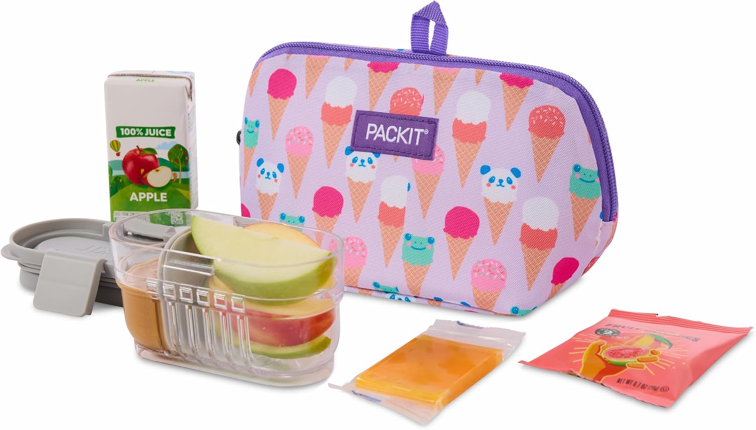 PackIt Freezable Snack Bag, Ice Cream Critters, Built with EcoFreeze Technology, Foldable, Reusable, Zip Closure, Designed For Keeping Snacks Fresh On the Go, and Adults of all Ages