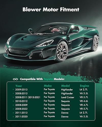 Vista 1103 de SCITOO 700188 Reemplazo del motor del ventilador HVAC con jaula de ventilador para Toyota Tacoma 2005-2015, reemplazo OE - 87103-04043, 87103-04044