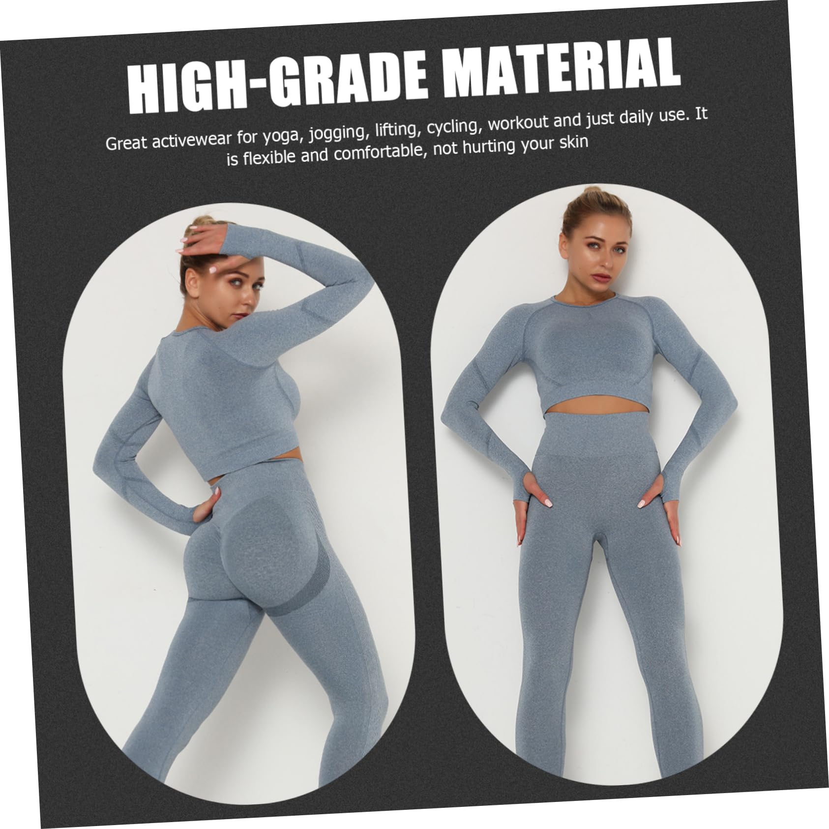 BESPORTBLE Yoga sans Coutures pour Femme Legging Haute Shirt à Manches Longues Tenue De Sport