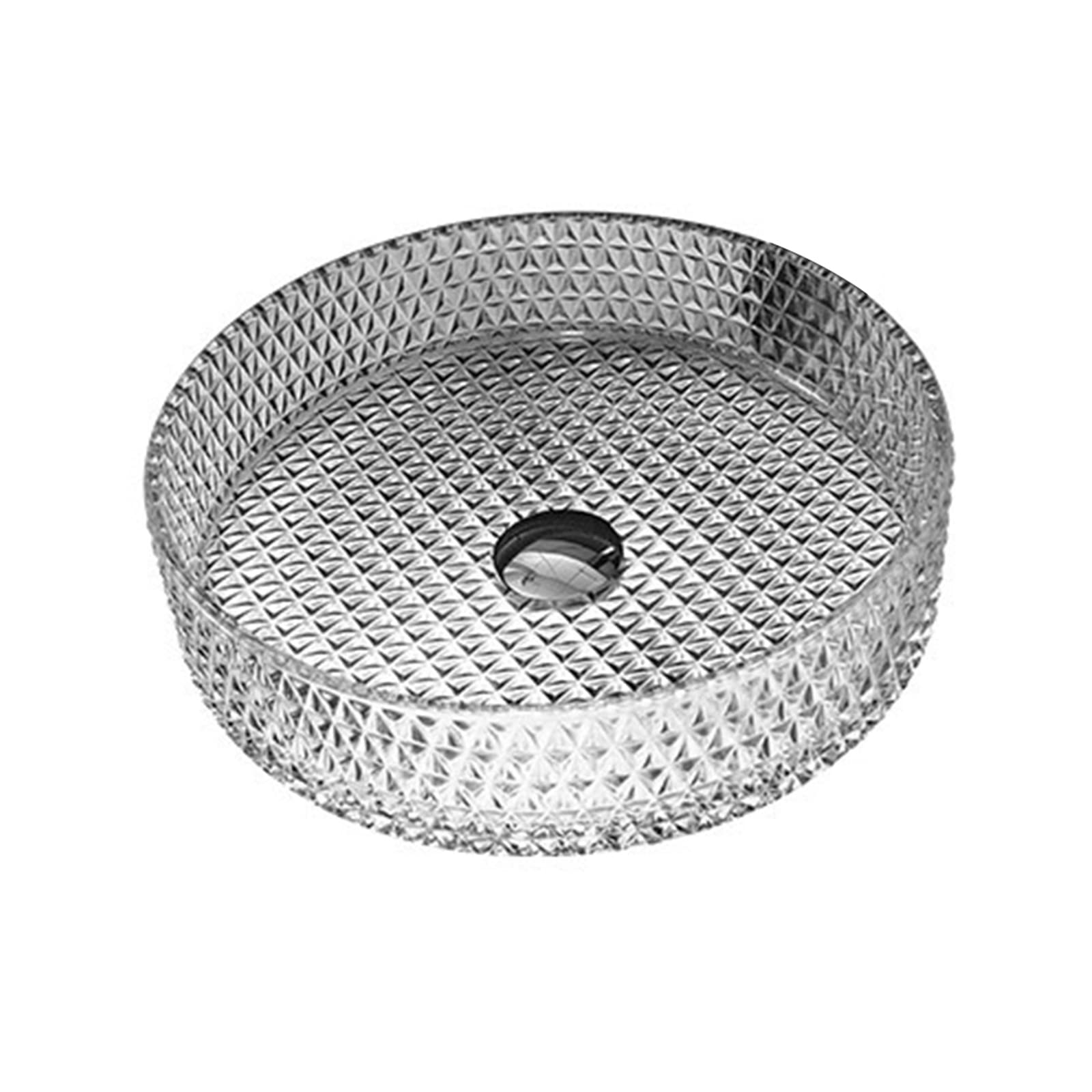 Vasque à poser ronde champagne avec robinet et vidage pour salle de bain