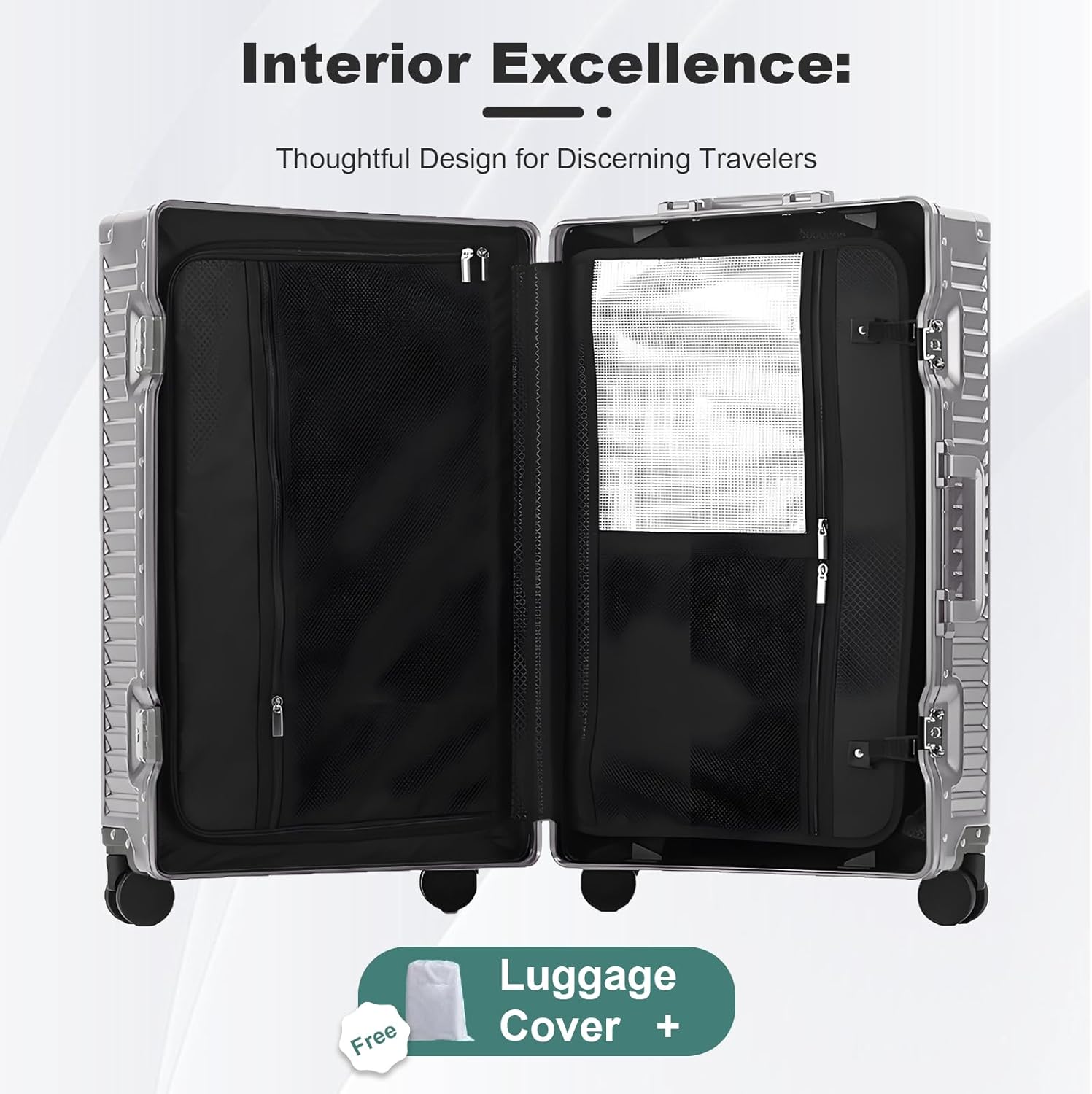 Gets All Aluminum Carry on Luggage Airline Approved,20 Inch Hardshell Spinner Luggage With Cup Holder and USB Charger,TSA Lock,Front Pocket Durable Suitcase for Women Men-Grey,22x14x9 - Image 7