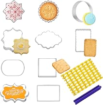 10Pcs Birthday Wedding Cookie Cutter Set Plaque Frame Cookie Cutters Set and 1Pcs Alphabet and Number Stamps Tool Gadget Cookie Stamp for Embosser Cutter Fondant DIY Tool Cookie,Chocolate,Fruit