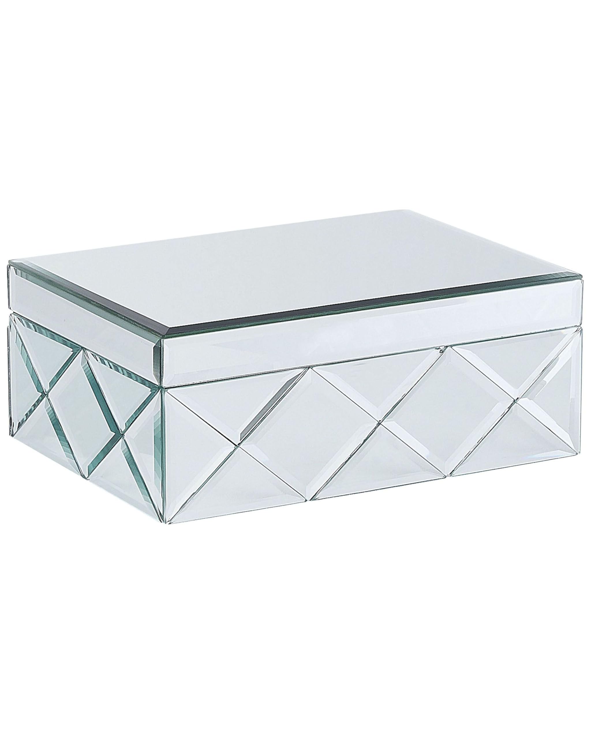 Portagioie Decorativo Acciaio Argento Vetro a Specchio 25 x 18 x 11 cm