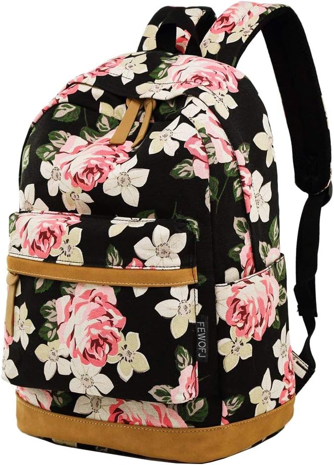 Girl College School Backpack, Women Vintage Work/Business/Travel Rucksack 14Inch Laptop Bag (Floral)