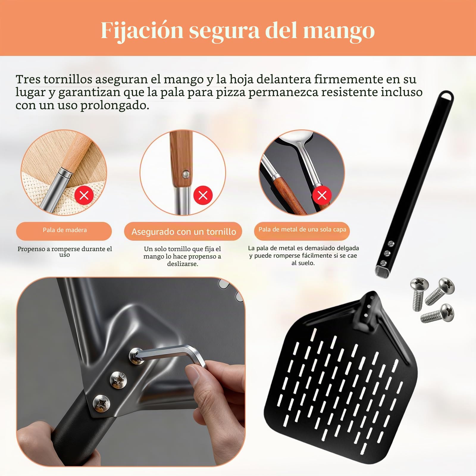 Juego de 2 Palas para Pizza Perforadas de Aluminio
